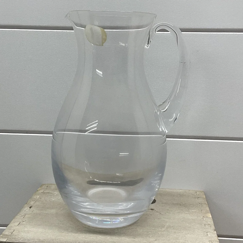 Bohemia Crystal Clear Glass Pitcher Carafe Made in Czech Republic 7 Inch